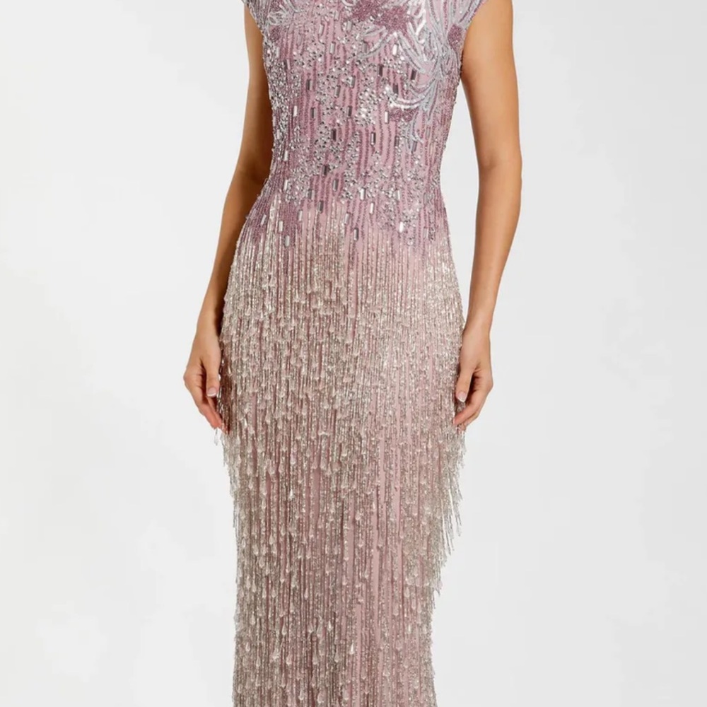 Mac Duggal Glittering Pink and Silver Maxi Dress